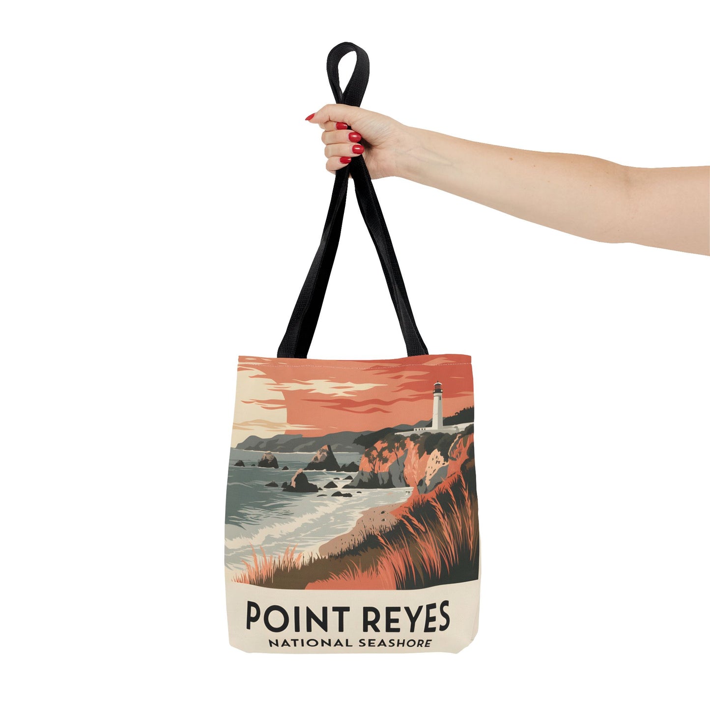 Point Reyes Tote Bag All Over Print Coastal Lighthouse National Park Style