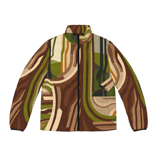Abstract Timber Puffer Jacket Outdoor Apparel Trendy Winter Outerwear Warm
