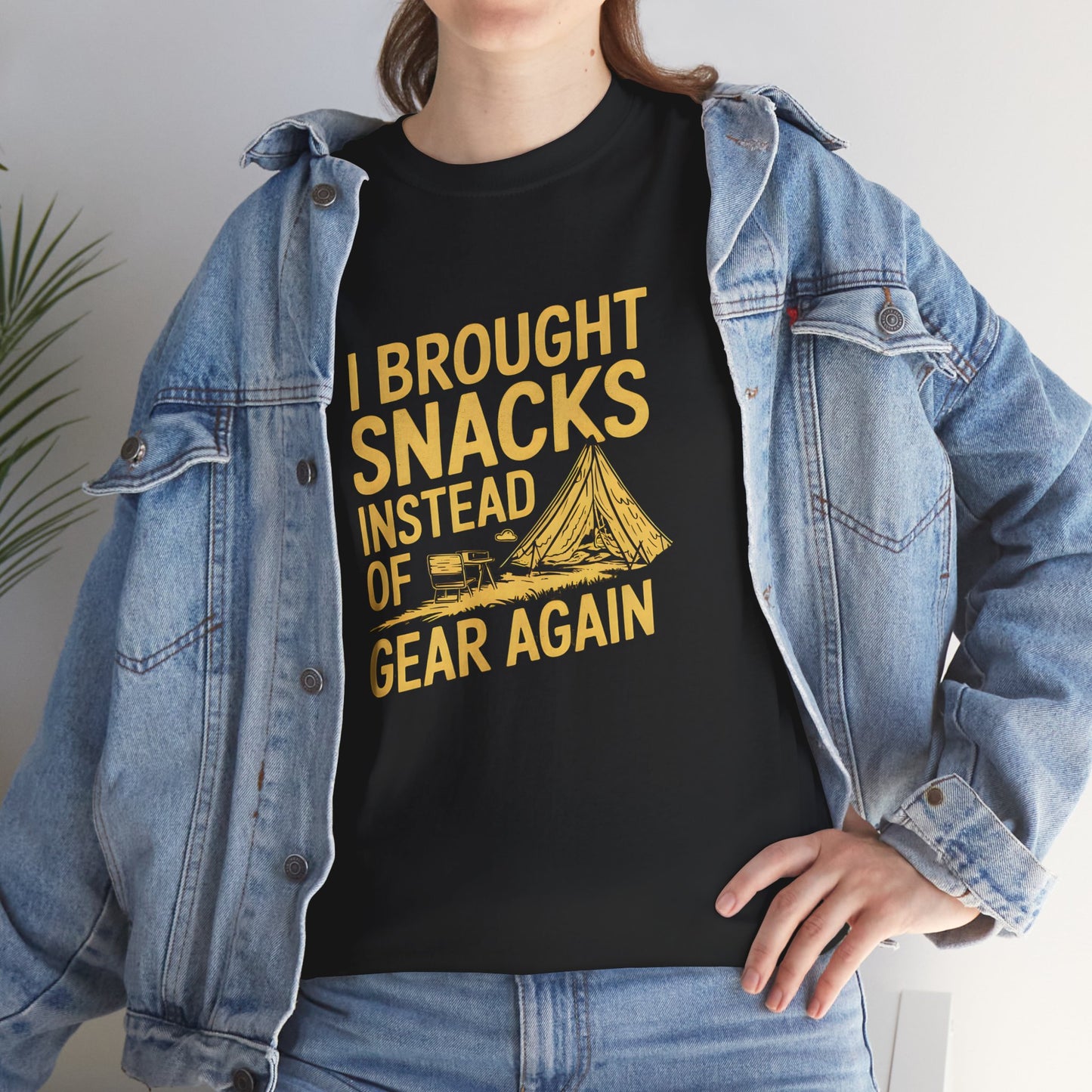 Camping T-Shirt Funny Snack Lover Tee Outdoor Hiking Humor Gift Gear Joke Shirt