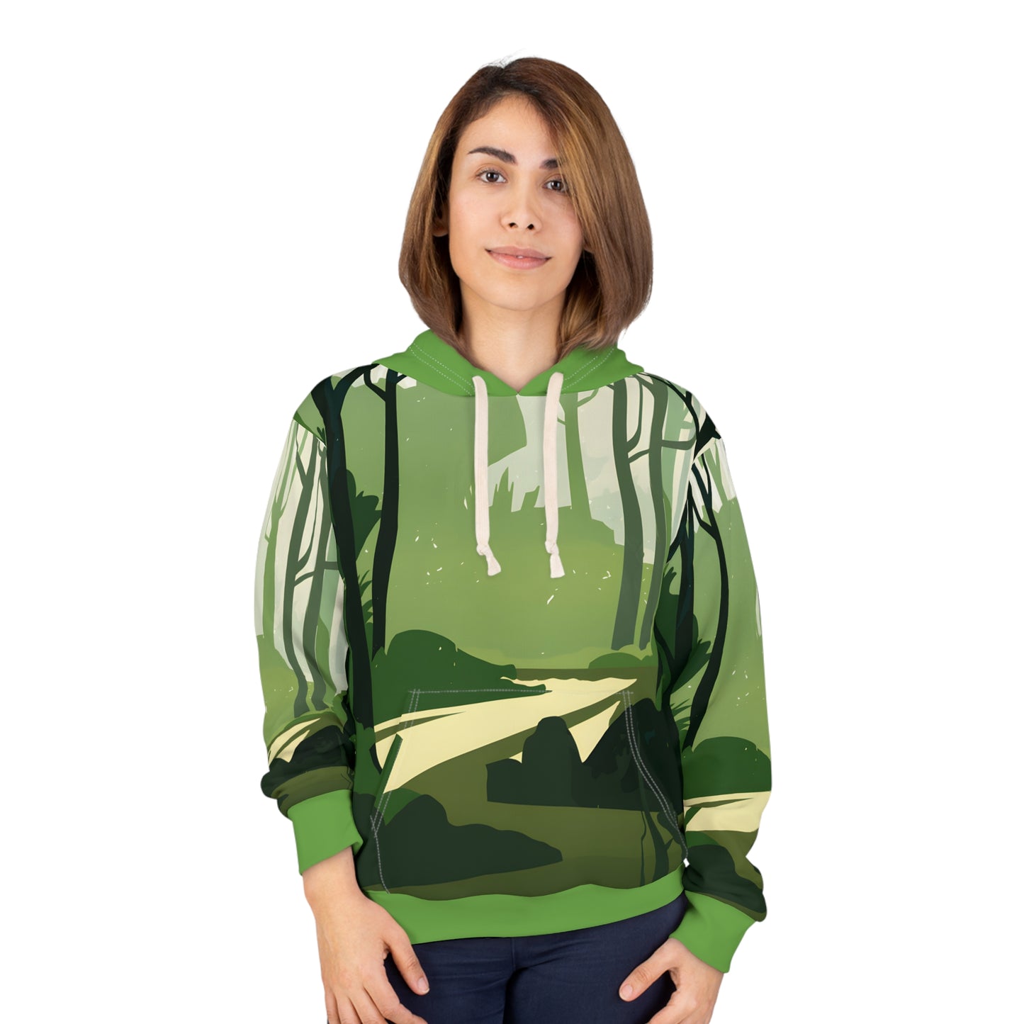 Minimal Forest All Over Print Pullover Hoodie Casual Wear Outdoor Adventures