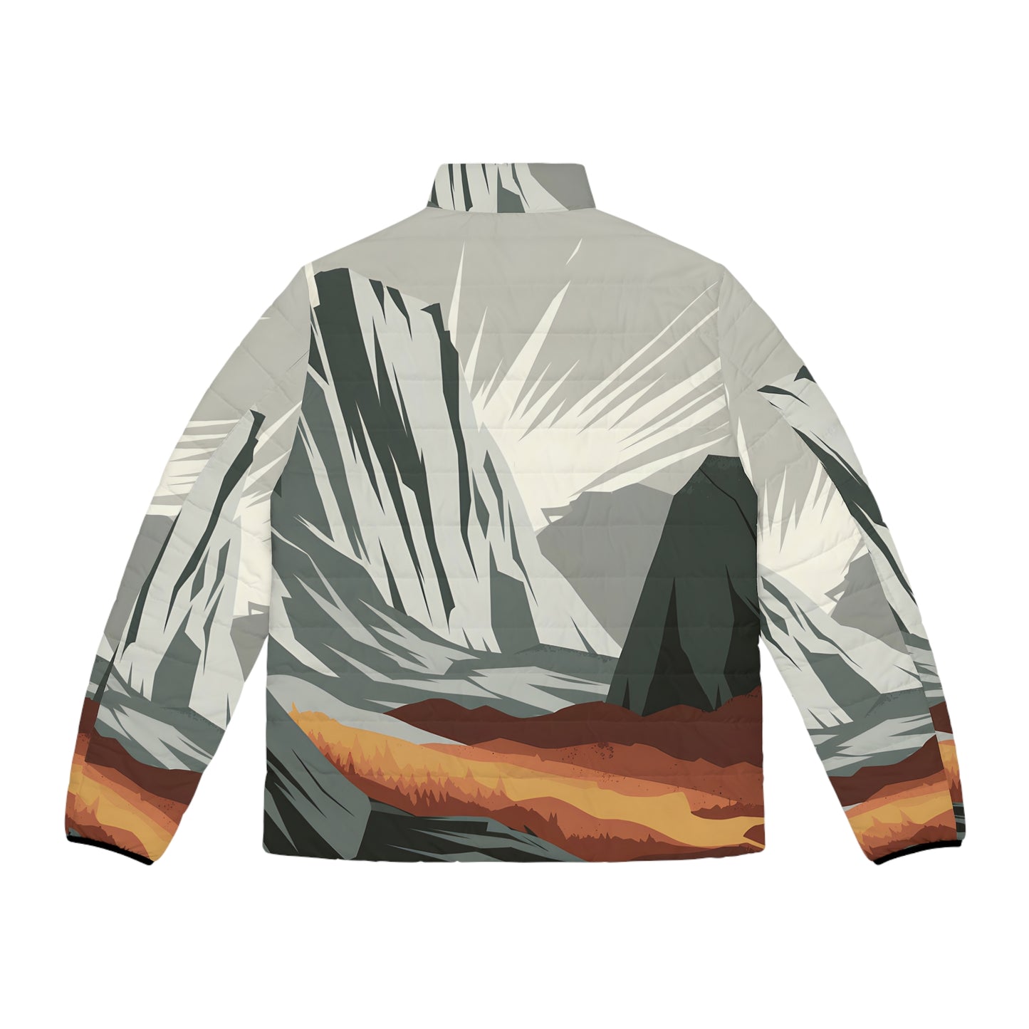 Granite Light Full Zip Puffer Jacket Outdoor Art Inspired Warm Stylish Coat