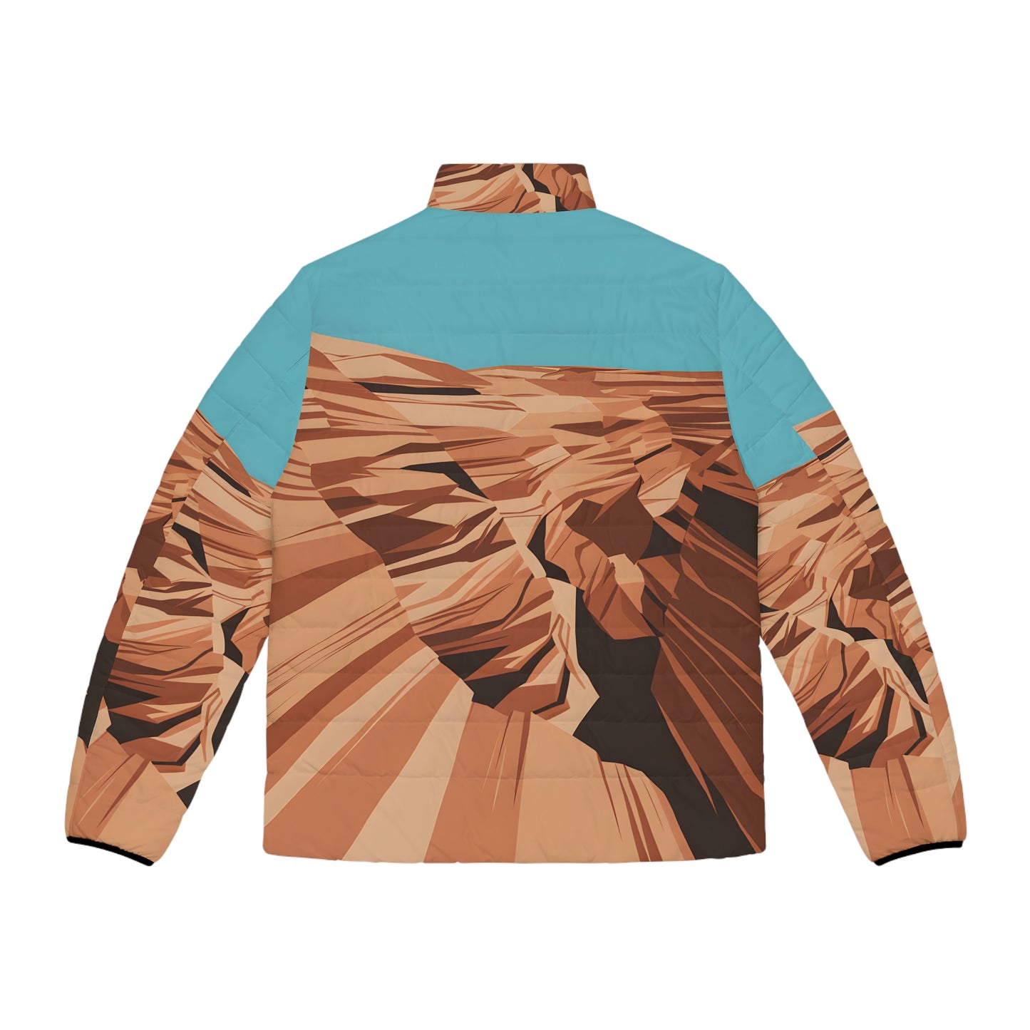 Flatline Canyon Puffer Jacket Artful Graphic Design Outdoor Apparel Warm Winter