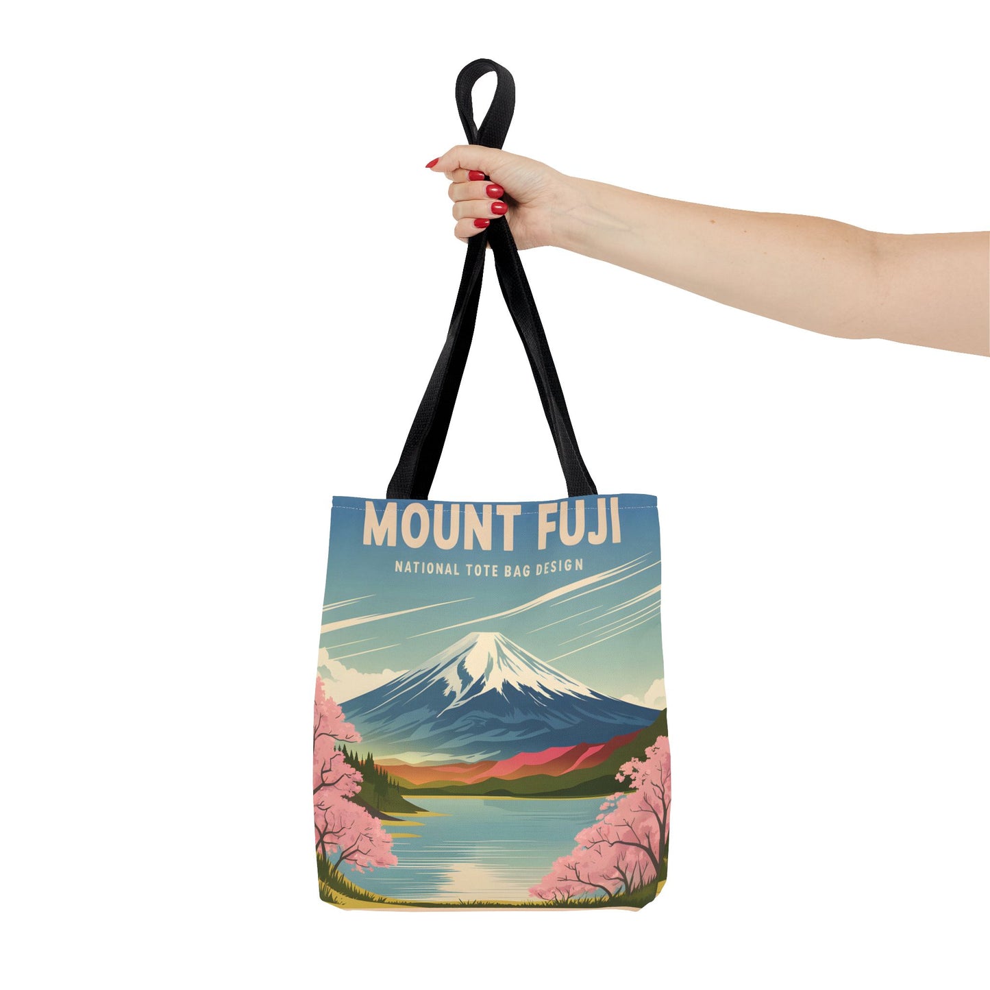 Mount Fuji All Over Print Tote Bag Floral Landscape Travel Eco-Friendly Bag