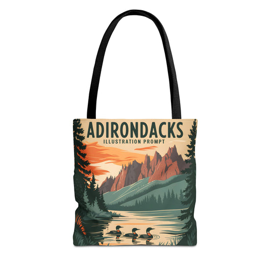 Adirondack Tote Bag Scenic Print Nature Lovers Lakeside Wildlife Design Apparel