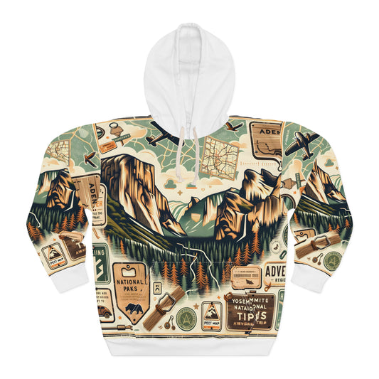 Yosemite National Park Hoodie Vintage Style Adventure All-Over Print Pullover