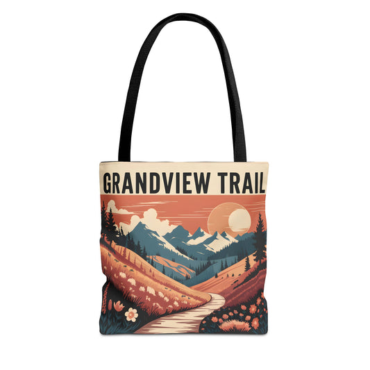 Grandview Trail All Over Print Tote Bag Outdoor Nature Hiking Floral Art Design