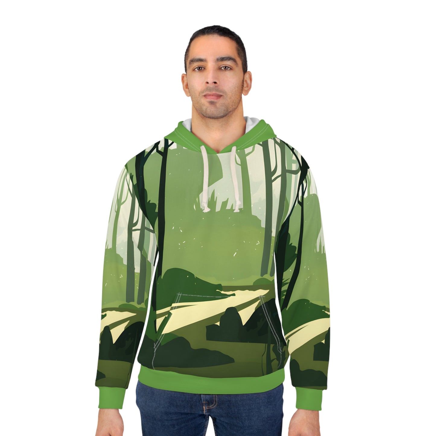 Minimal Forest All Over Print Pullover Hoodie Casual Wear Outdoor Adventures