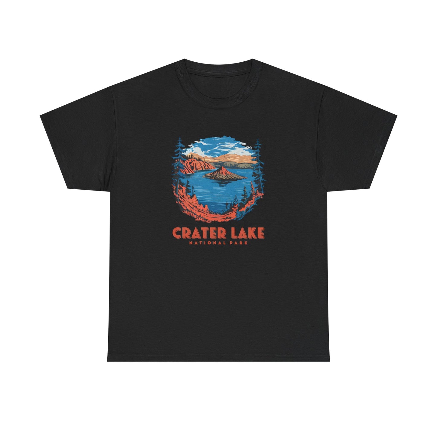 Crater Lake National Park Scene Vintage T-Shirt Nature Lover Short Sleeve Cotton