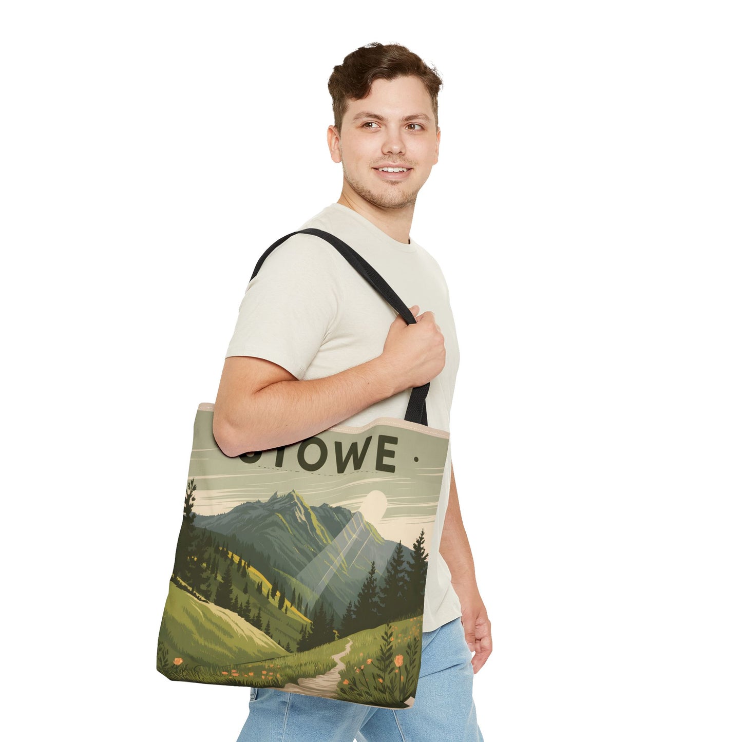 Stowe Vintage Mountain Tote Bag Eco Friendly All Over Print Shopping Apparel
