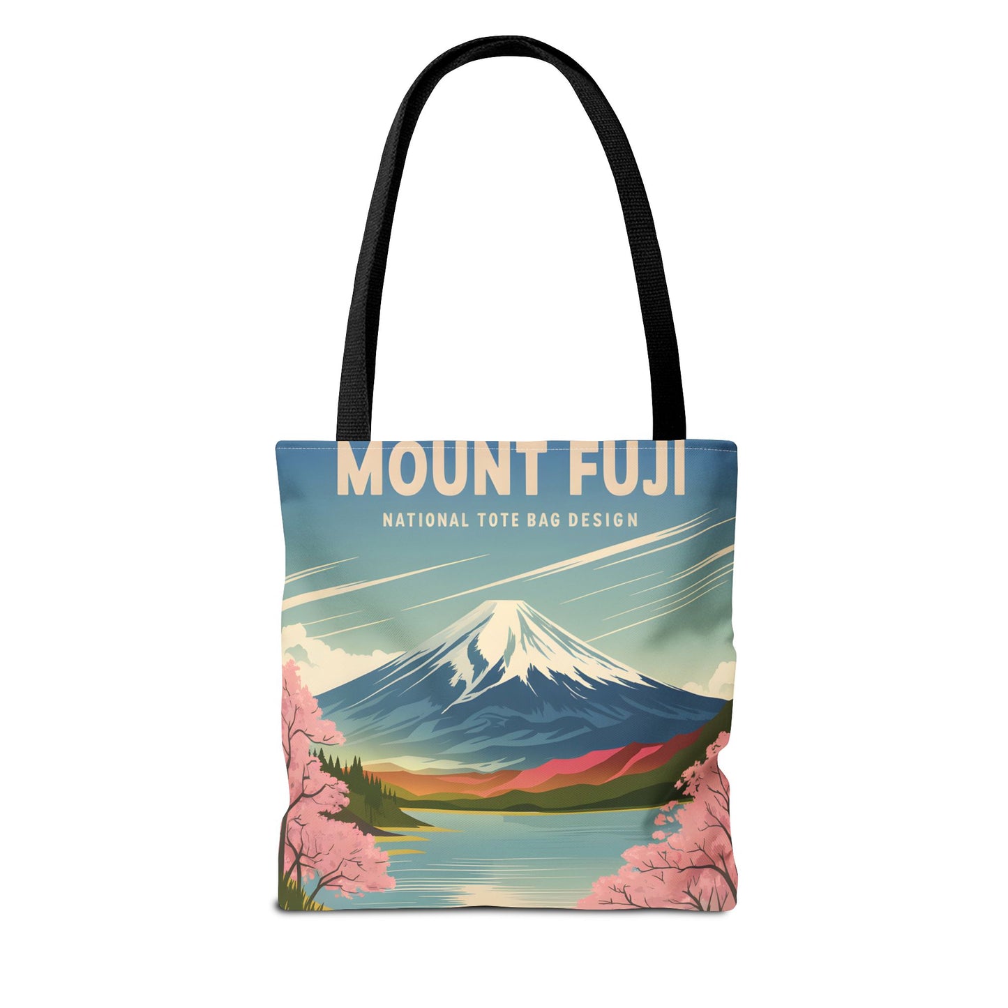 Mount Fuji All Over Print Tote Bag Floral Landscape Travel Eco-Friendly Bag