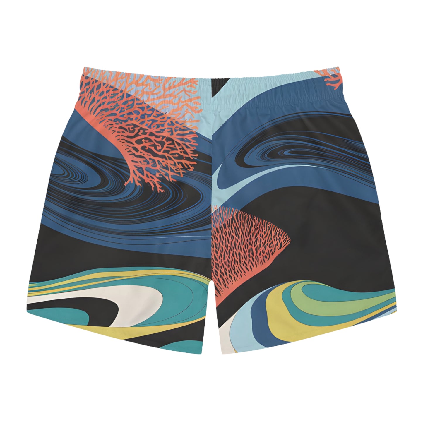 Neon Reef Swim Trunks Colorful Ocean Print Quick Dry Surf Board Shorts Beach