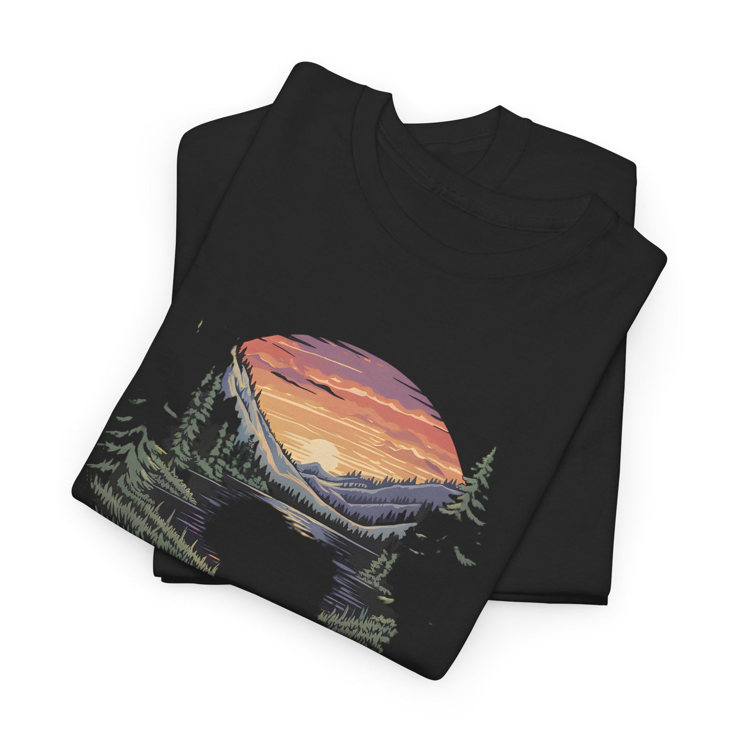 Flathead Lake Montana T-Shirt Vintage Nature Sunset Graphic Tee - T Shirt