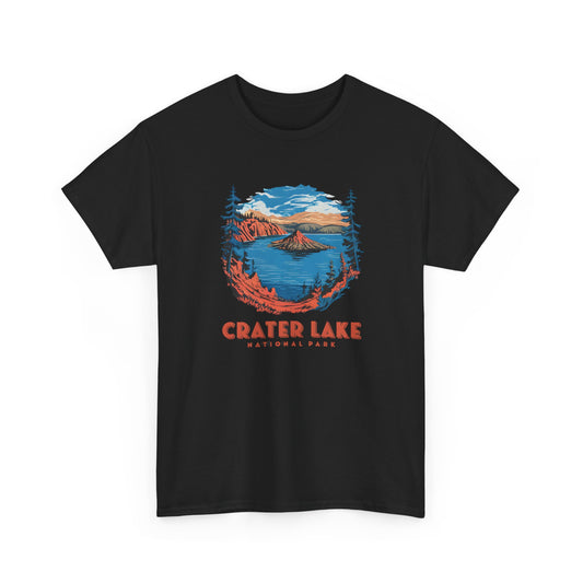Crater Lake National Park Scene Vintage T-Shirt Nature Lover Short Sleeve Cotton
