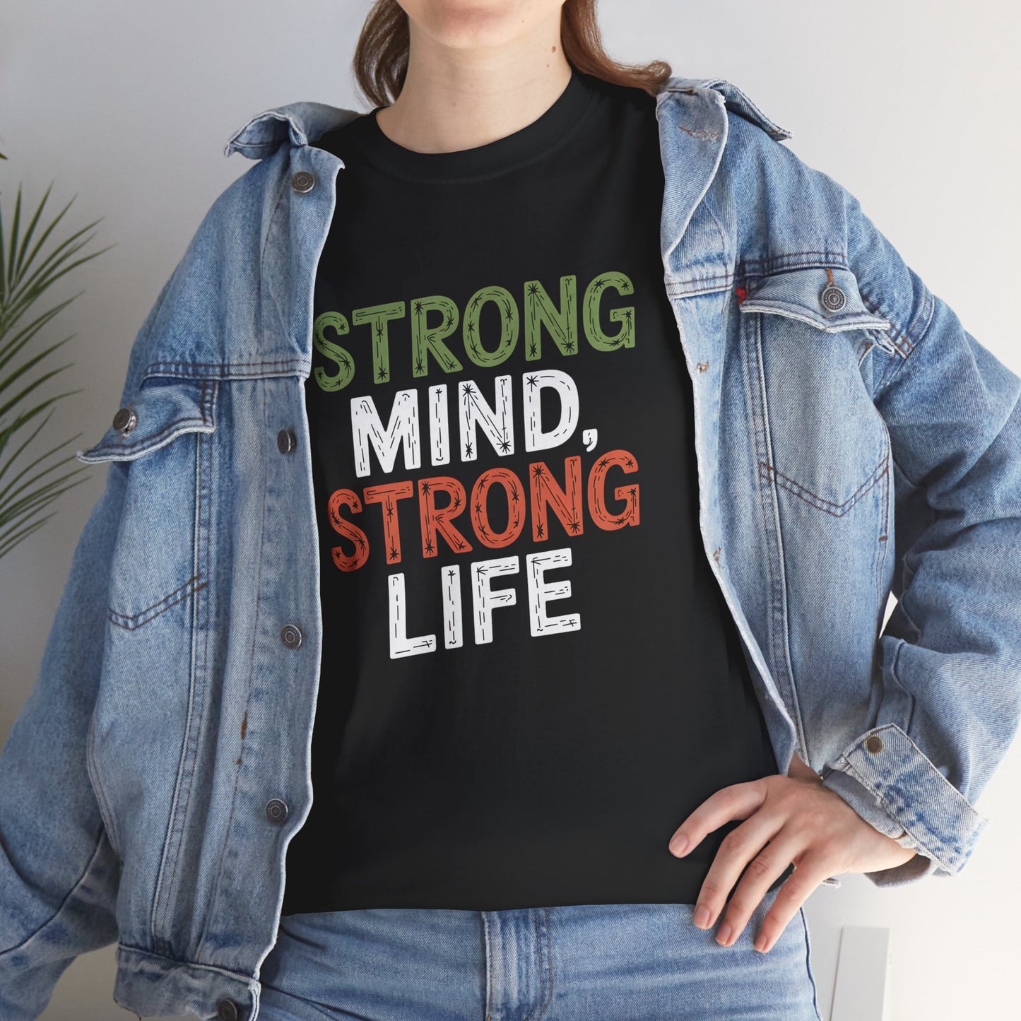 Strong Mind Strong Life Motivational Fitness Graphic T-Shirt Unisex Short Sleeve