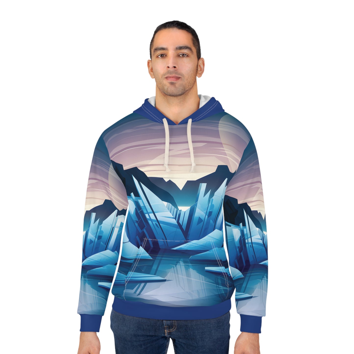 Glacial Twilight Hoodie All Over Print Ice Landscape Pullover Adventure Travel