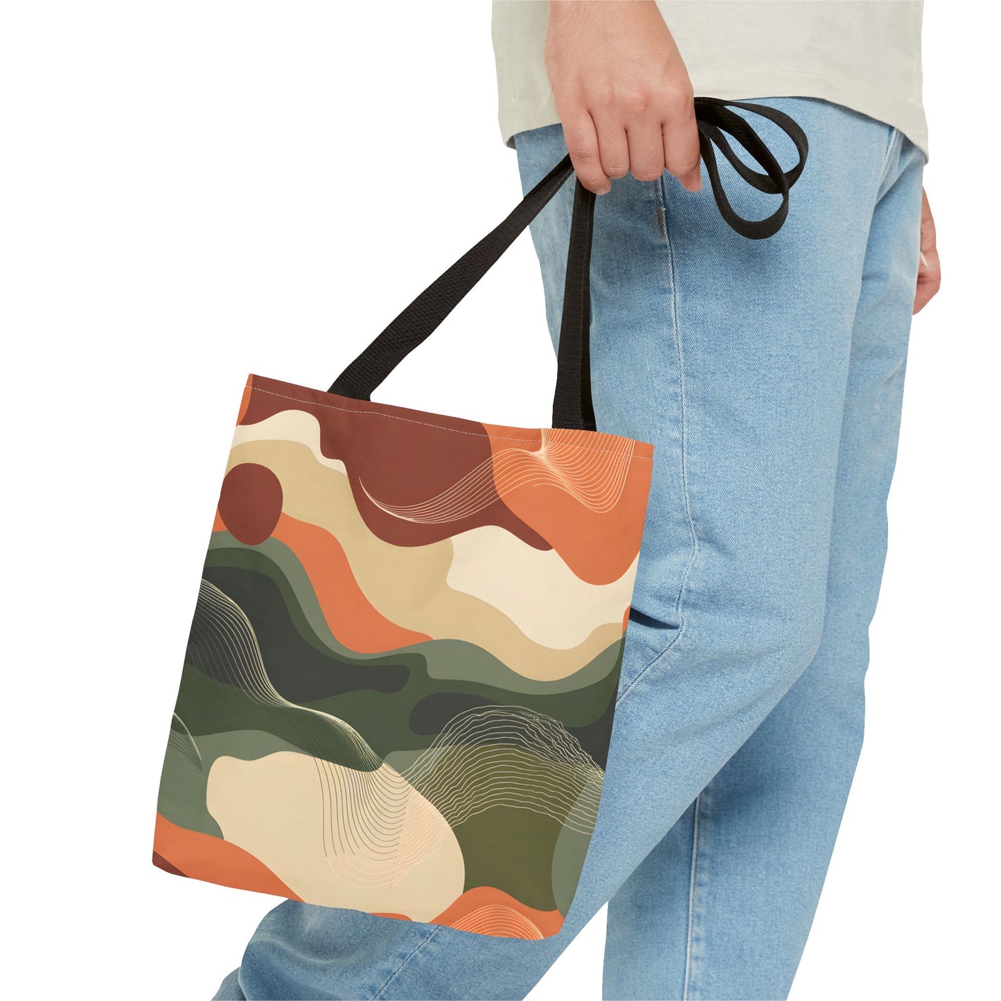 Earthline Tote Bag Abstract Canvas Eco Shopper Reusable Stylish Nature Handbag