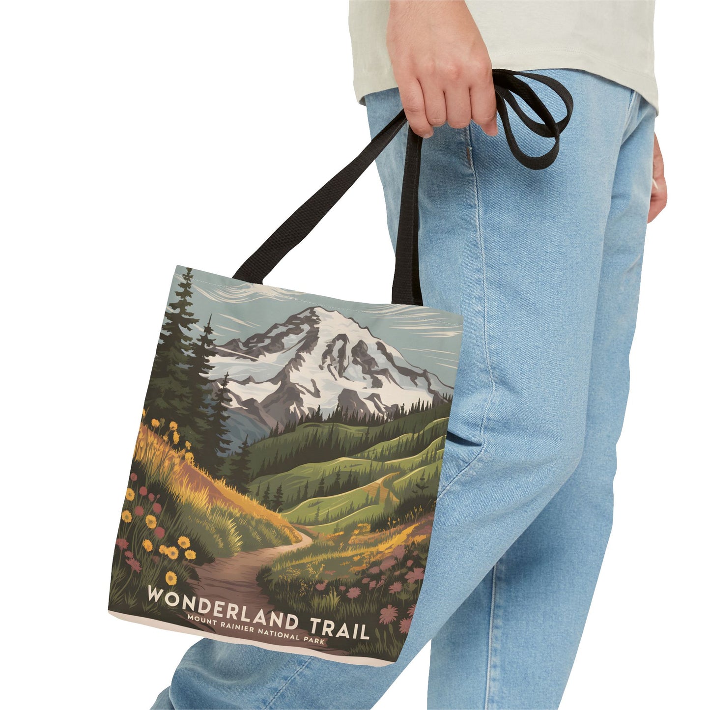 Wonderland Trail Mount Rainier Tote Bag All Over Print Outdoor Adventure Gift