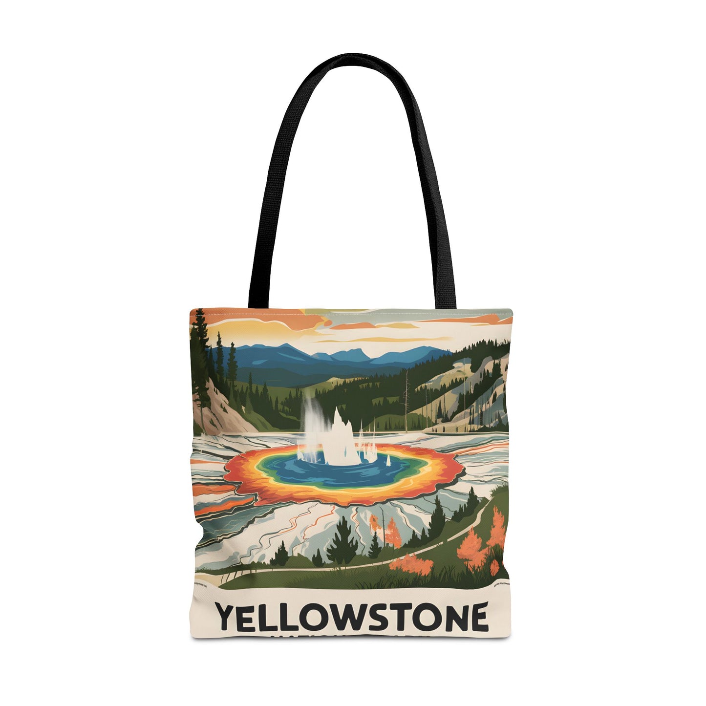 Yellowstone National Park All Over Print Tote Bag Colorful Landscape Design