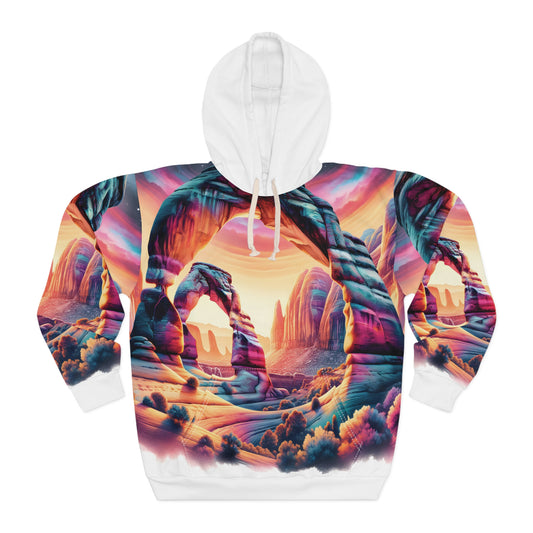 Desert Arch Hoodie Men’s All Over Print Pullover Graphic Southwest Landscape Art