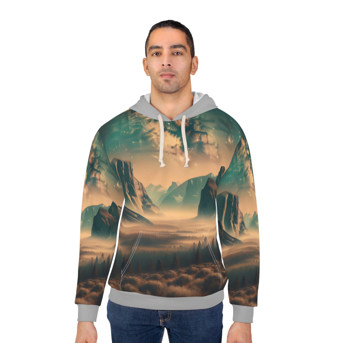 Celestial Serenity Hoodie Unisex Pullover Yosemite Valley Mountain Art Dreamy