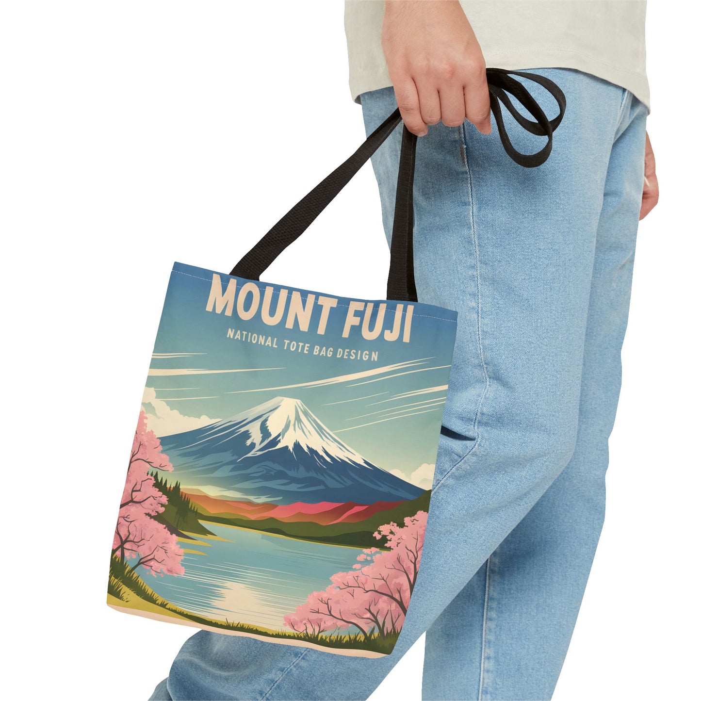 Mount Fuji All Over Print Tote Bag Floral Landscape Travel Eco-Friendly Bag