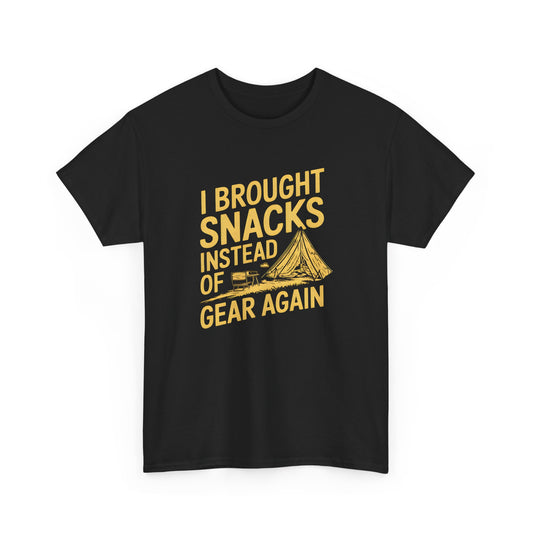 Camping T-Shirt Funny Snack Lover Tee Outdoor Hiking Humor Gift Gear Joke Shirt