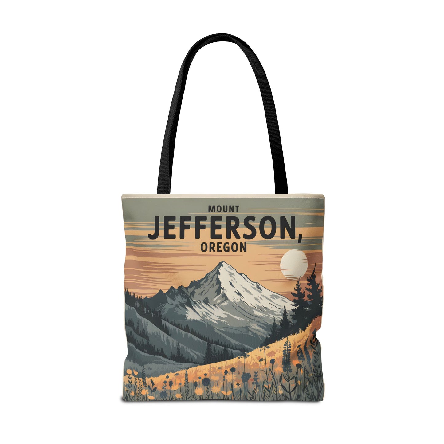 Mount Jefferson Oregon All Over Print Tote Bag Nature Floral Design Apparel