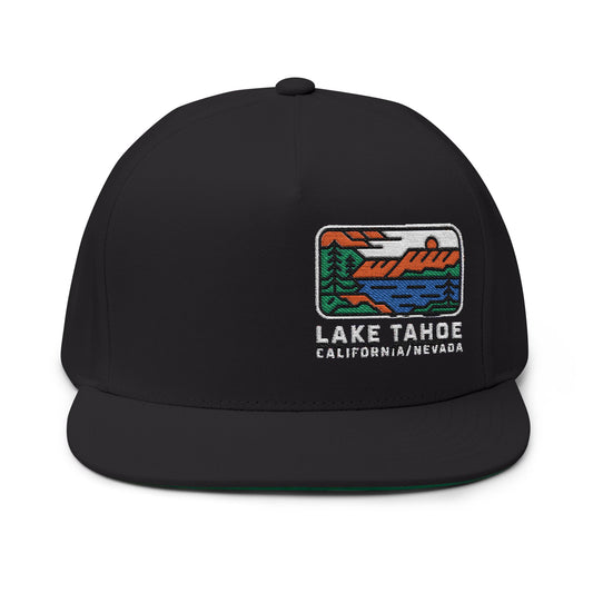 Lake Tahoe California Nevada Flat Bill Hat Outdoor Summer Style Casual Apparel