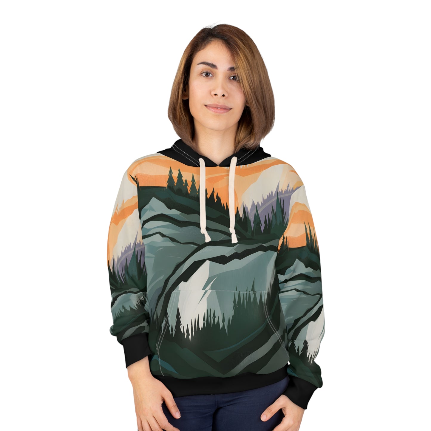 Muted Mountain Hoodie All-Over Print Outdoor Apparel Travel Adventure Fashion