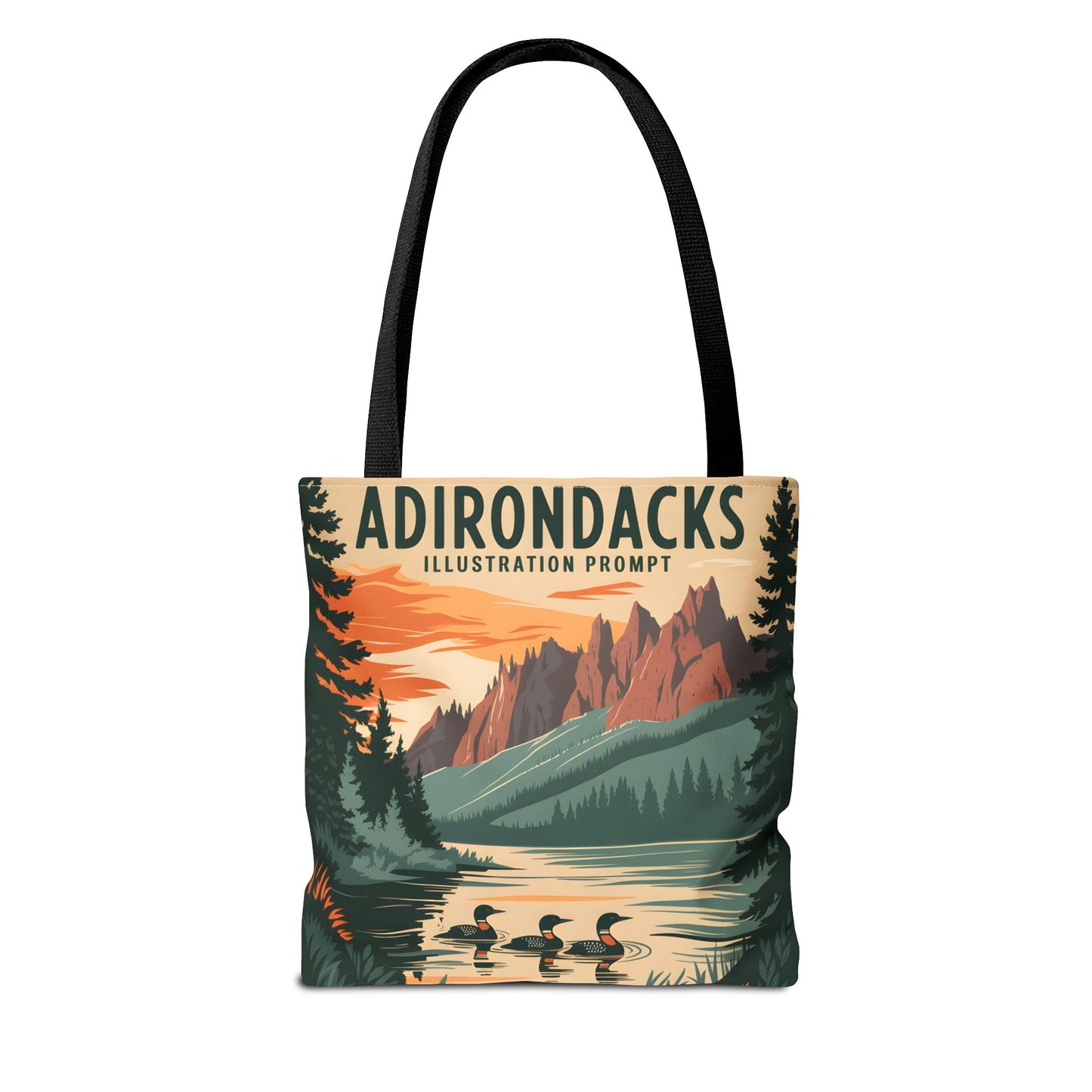 Adirondack Tote Bag Scenic Print Nature Lovers Lakeside Wildlife Design Apparel