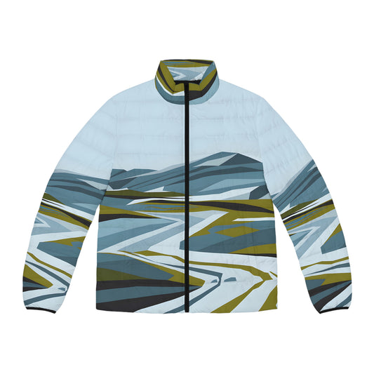 Tundra Print Puffer Jacket Men’s Winter Coat Lightweight Warm Outdoor Zip Up