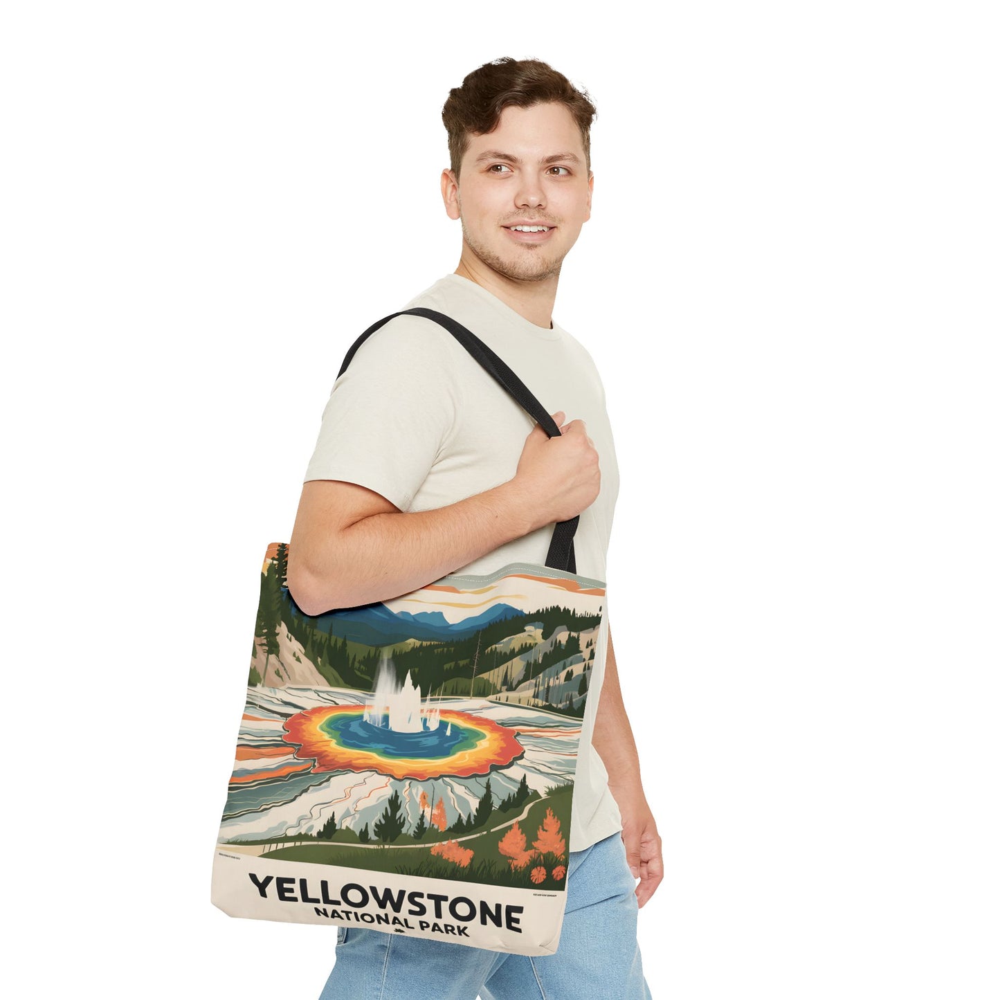 Yellowstone National Park All Over Print Tote Bag Colorful Landscape Design