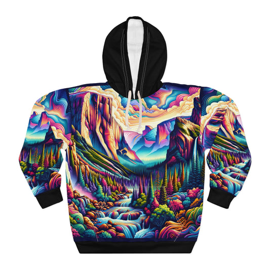 Yosemite Hoodie Unisex Mountain Landscape Pullover Rainbow Forest Art Graphic