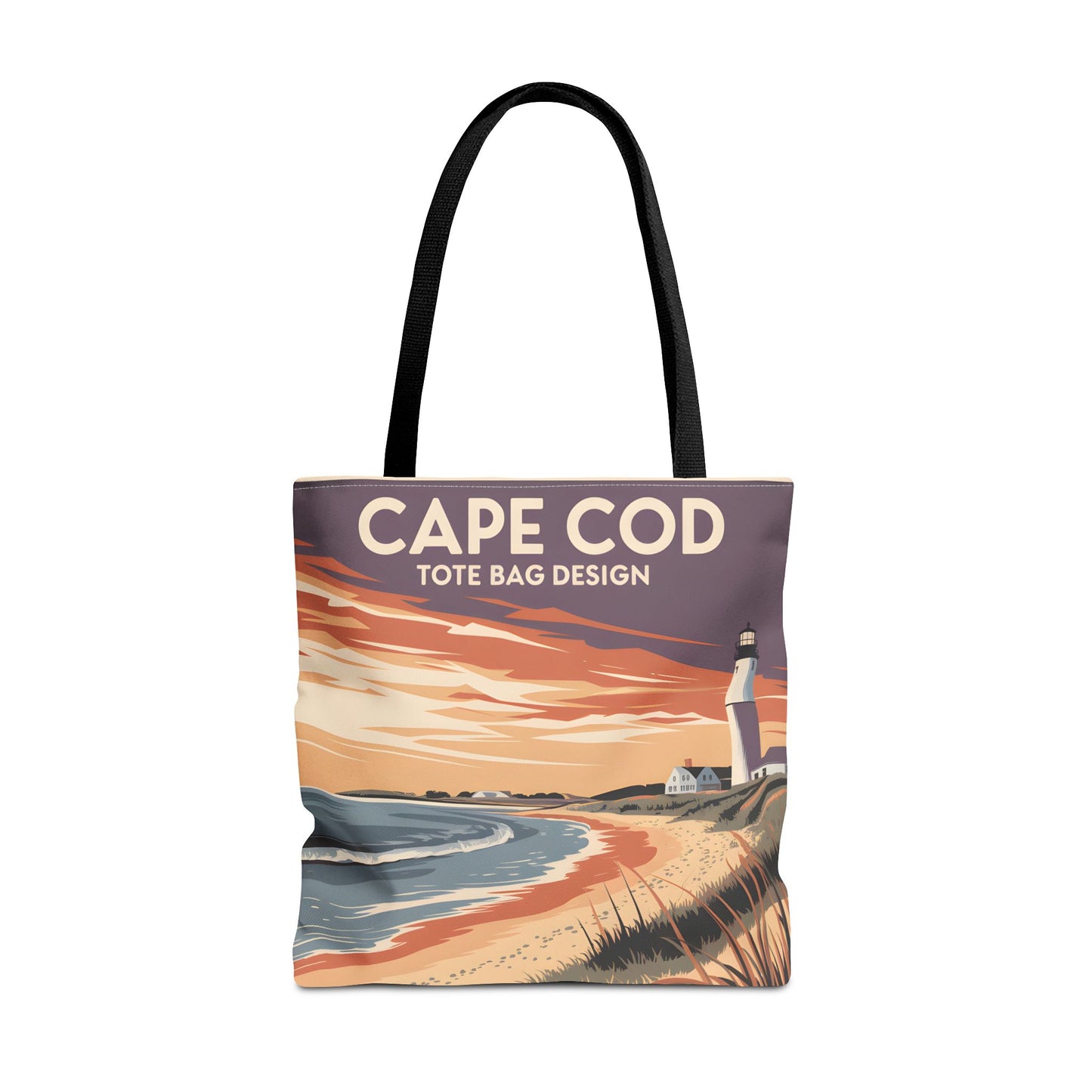 Cape Cod All Over Print Tote Bag Beach Sunrise Lighthouse Coastal Style Art