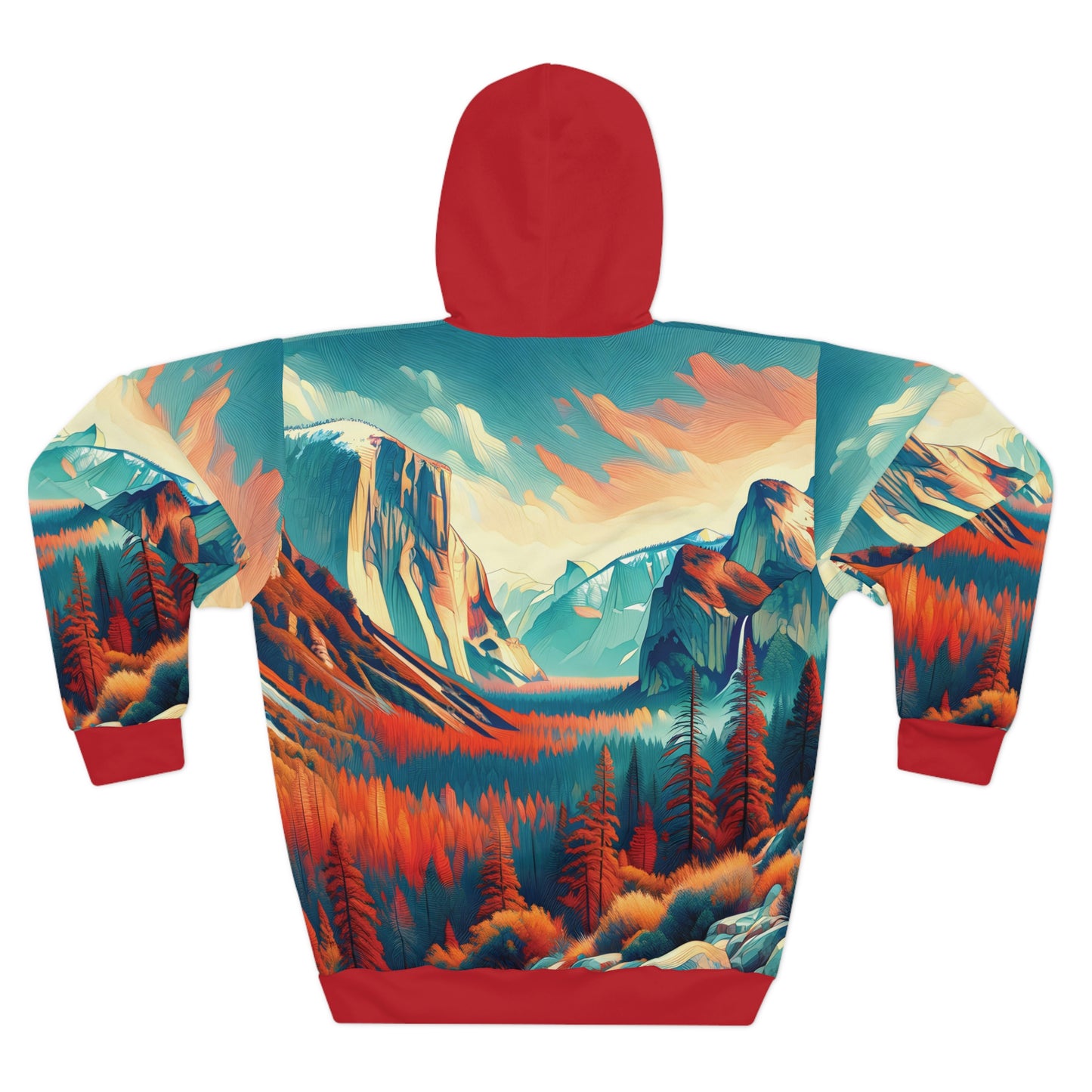 Yosemite Hoodie All Over Print Pullover Mountain Forest Nature Art Scenic Bold