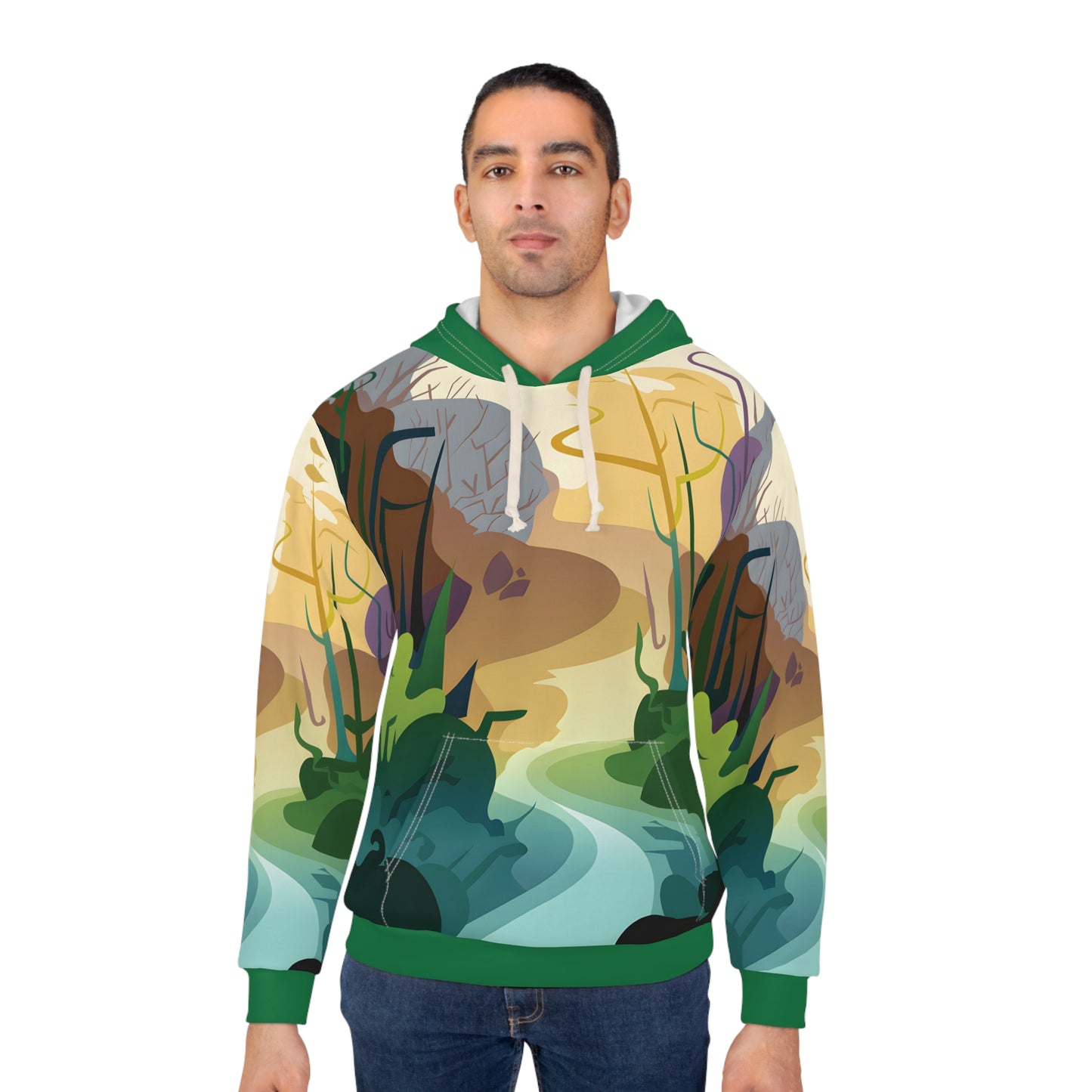Lush Divide Hoodie All Over Print Forest Nature Graphic Pullover Outdoor Hiking