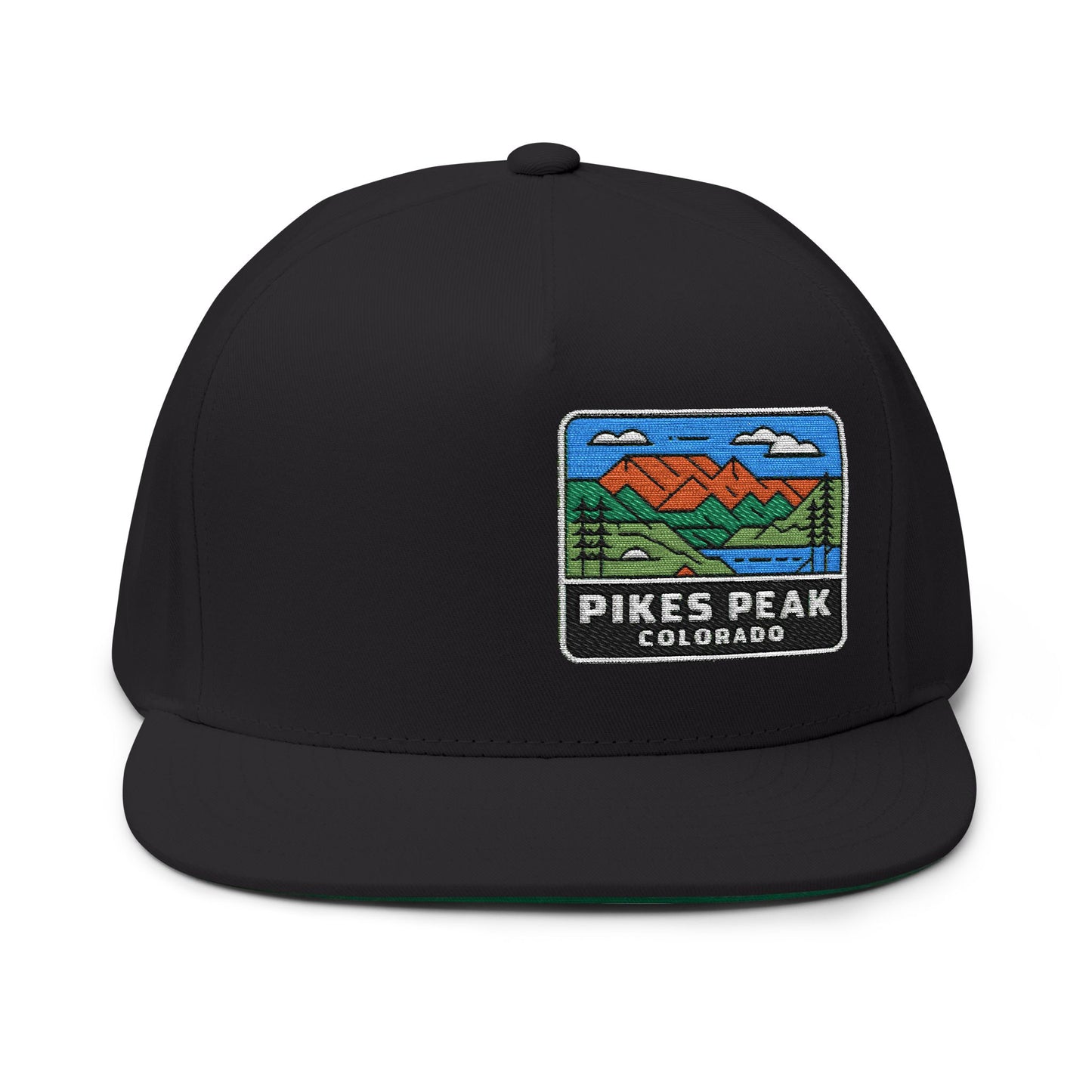 Pikes Peak Colorado Flat Bill Hat Outdoor Graphic Adjustable Strapback Cap Hike