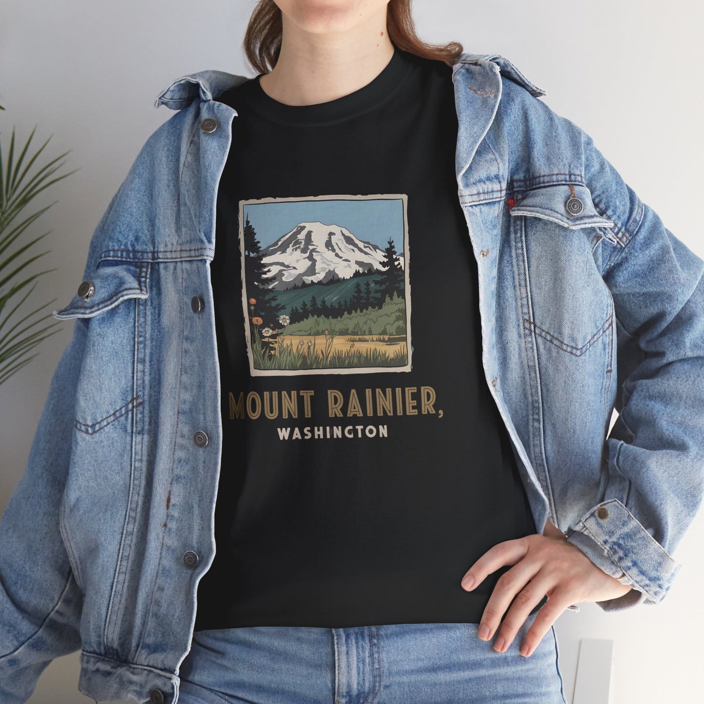 Mount Rainier T-Shirt Washington Vintage Graphic Tee Mountain Nature Hiking Park