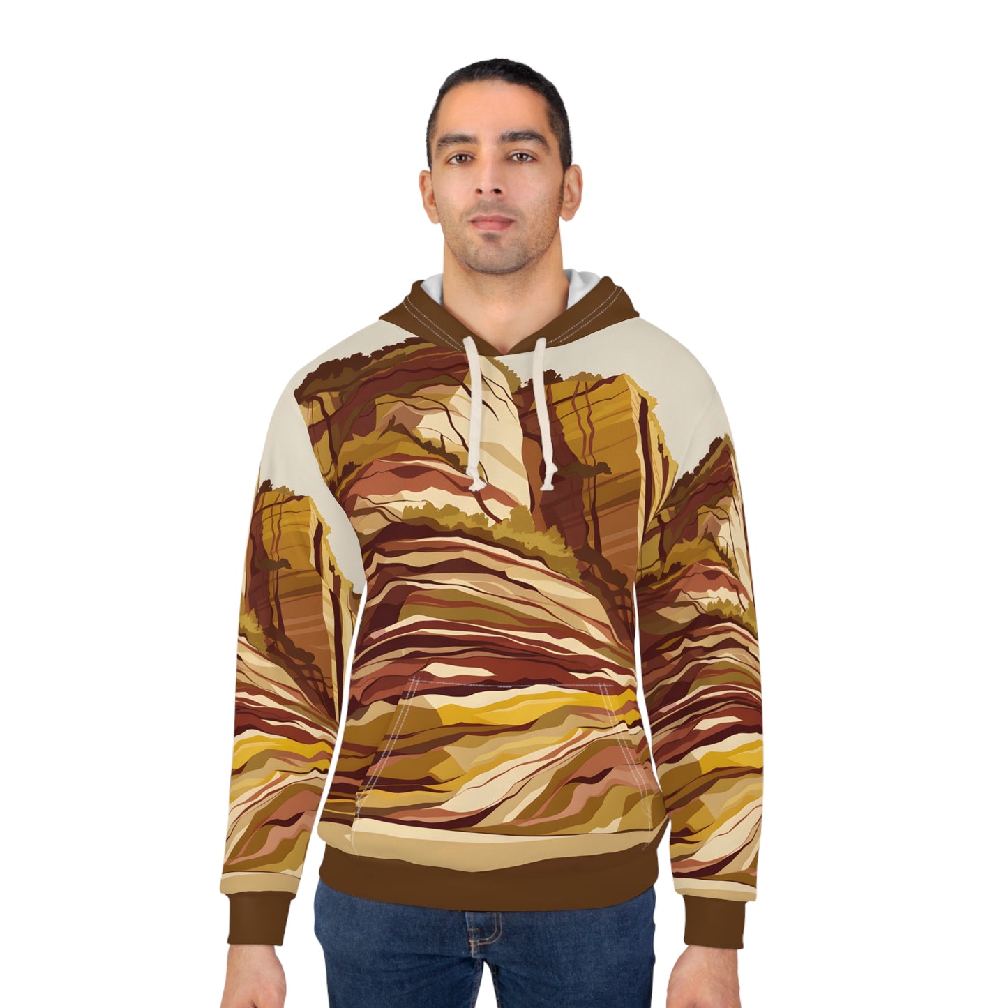 Cliffside Layers Inspired Allover Print Hoodie Outdoor Adventure Apparel Warm