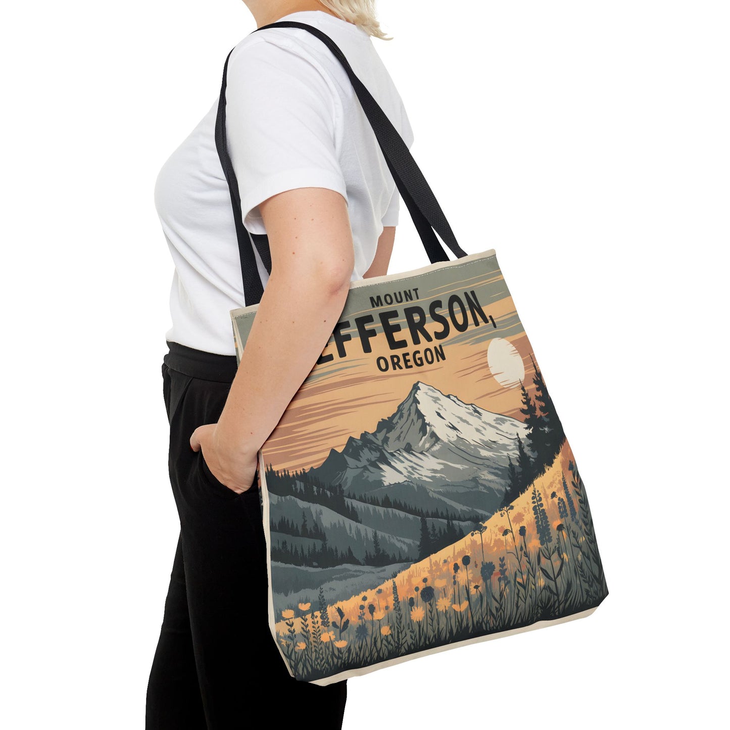 Mount Jefferson Oregon All Over Print Tote Bag Nature Floral Design Apparel