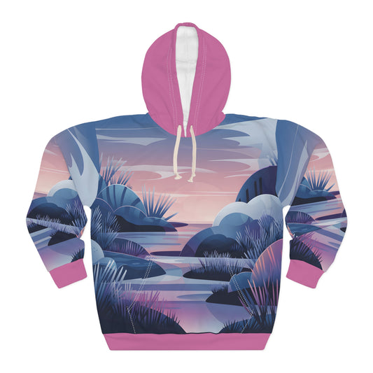 Twilight Frost All-Over Print Hoodie for Outdoor Adventures and Travel