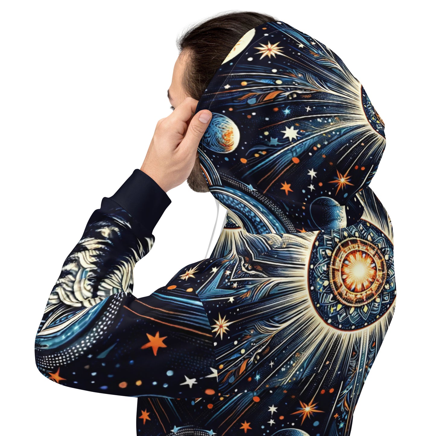 Cosmic Campfire Magic Hoodie – Adult Unisex Artistic All-Over Print Sweatshirt, Artistic Graphic Outerwear