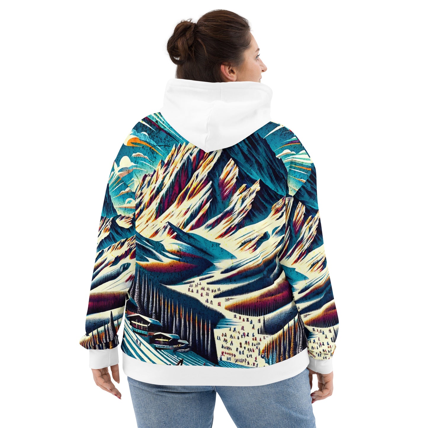 Mammoth Mountain CA Graphic Hoodie – Adult  All-Over Print Pullover, Vibrant Multicolor