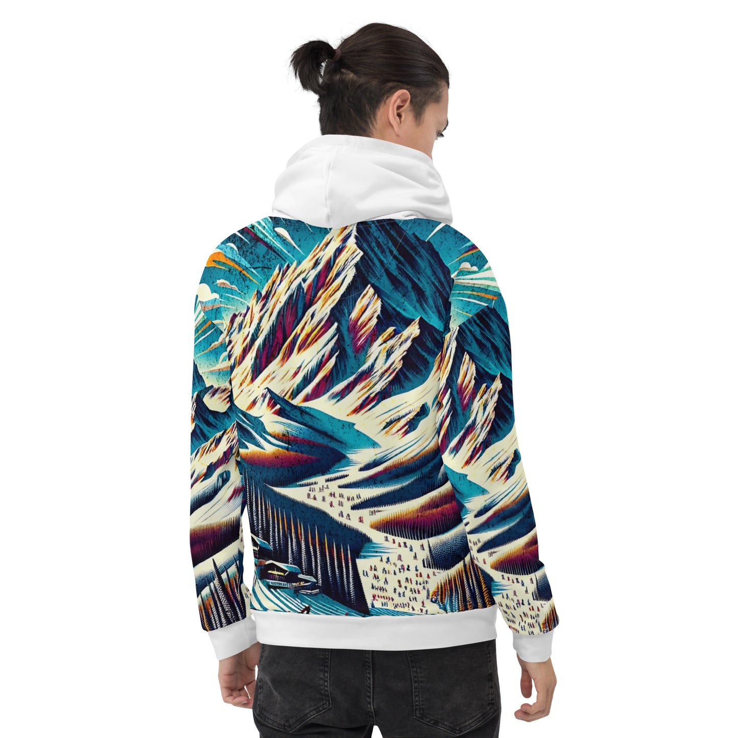 Mammoth Mountain CA Graphic Hoodie – Adult  All-Over Print Pullover, Vibrant Multicolor