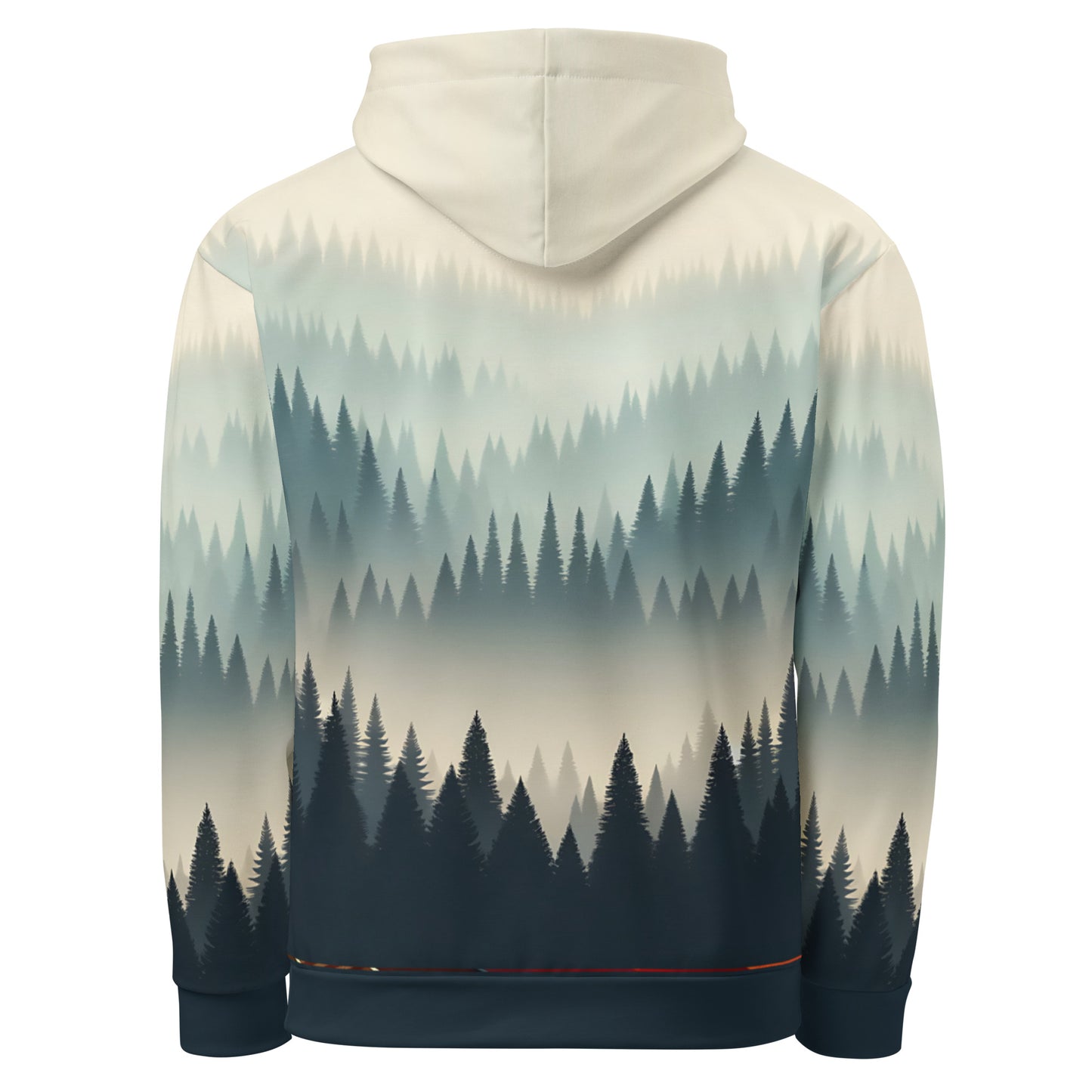 Misty Forest Hoodie Adult, Minimalist Forest Tree Line Gradient All-Over Print Graphic Pullover