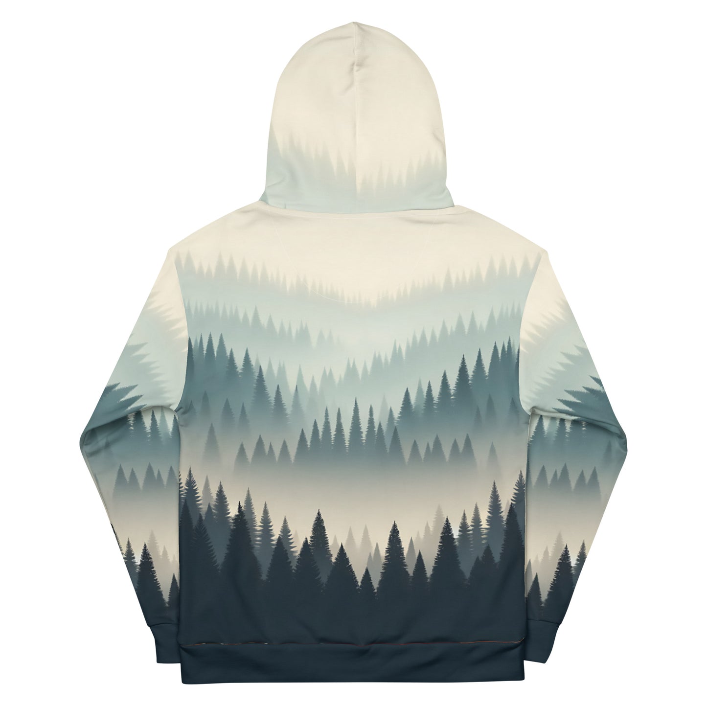 Misty Forest Hoodie Adult, Minimalist Forest Tree Line Gradient All-Over Print Graphic Pullover