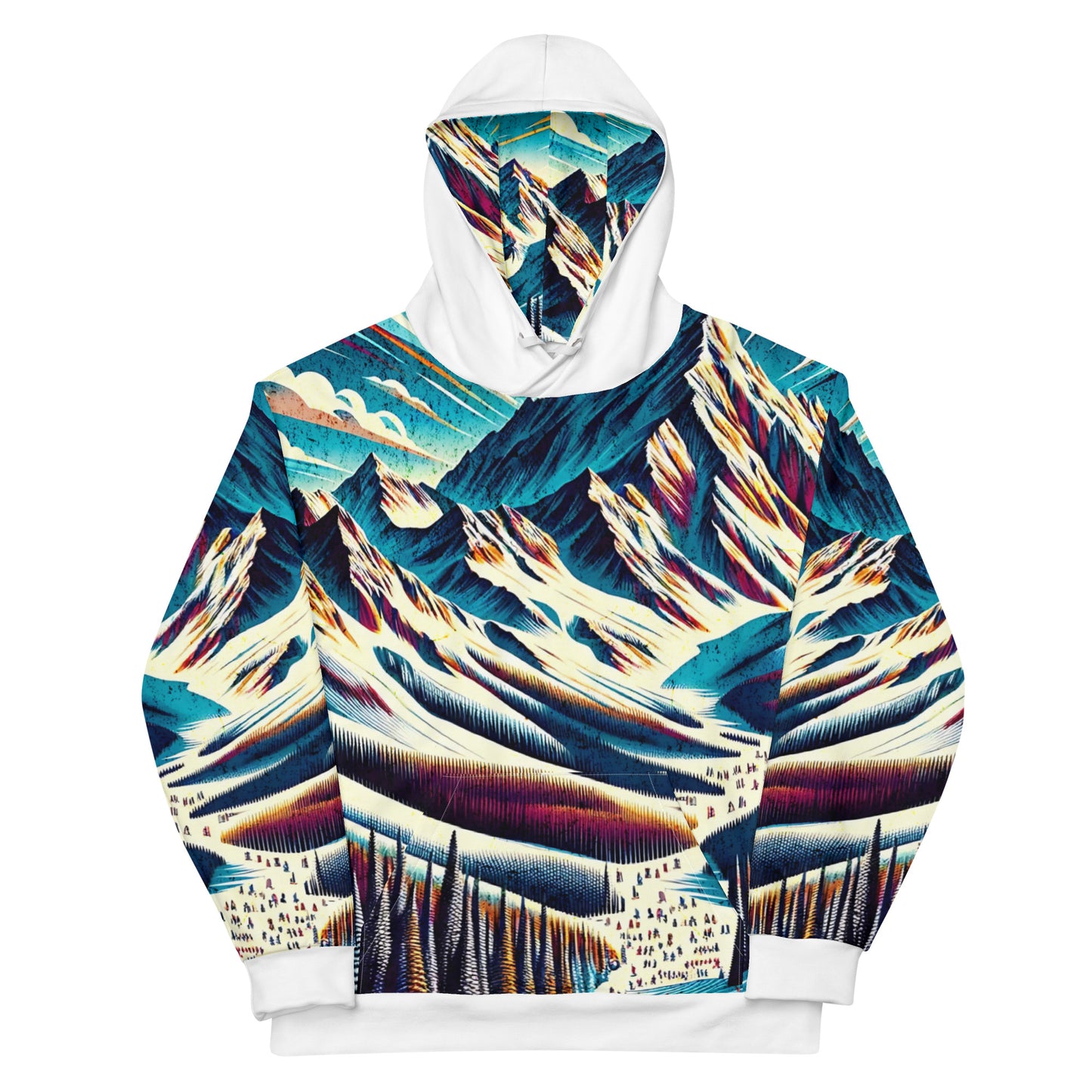 Mammoth Mountain CA Graphic Hoodie – Adult  All-Over Print Pullover, Vibrant Multicolor