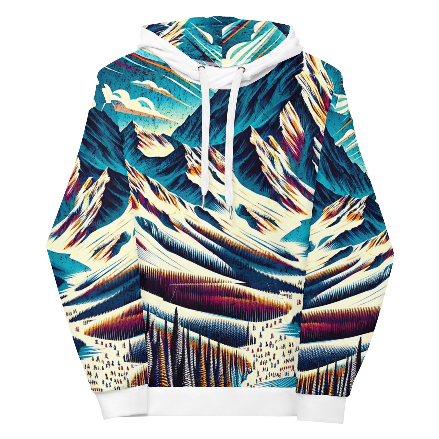 Mammoth Mountain CA Graphic Hoodie – Adult  All-Over Print Pullover, Vibrant Multicolor