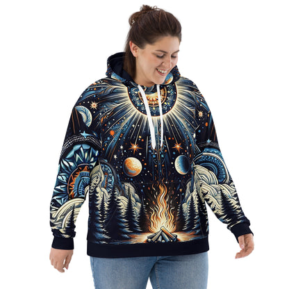 Cosmic Campfire Magic Hoodie – Adult Unisex Artistic All-Over Print Sweatshirt, Artistic Graphic Outerwear