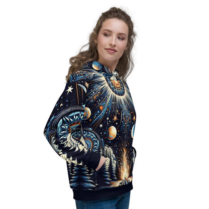 Cosmic Campfire Magic Hoodie – Adult Unisex Artistic All-Over Print Sweatshirt, Artistic Graphic Outerwear